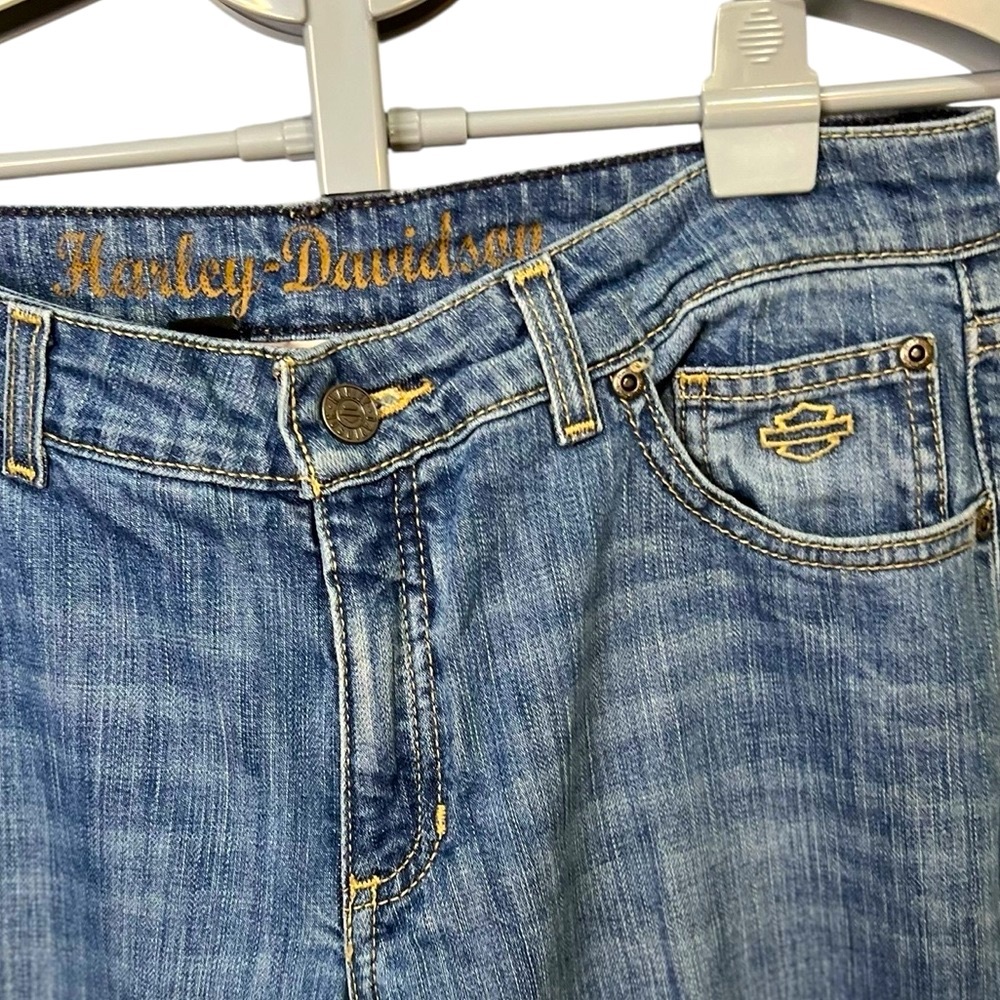 Harley-Davidson Woman’s Bootcut Denim Jeans Sz 34” - Picture 7 of 10